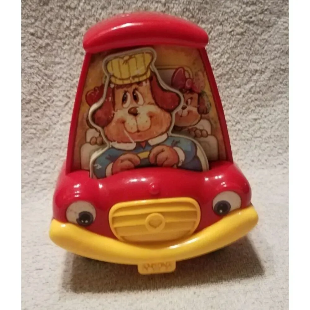 Vintage Wind‎ Up Toy TOMY 1987 Dog Driver Bus Car Musical  WORKS